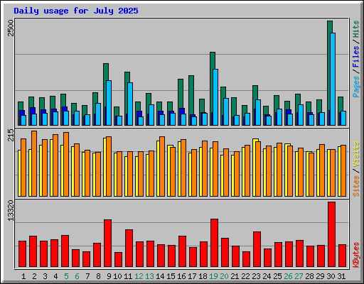 Daily usage for July 2025
